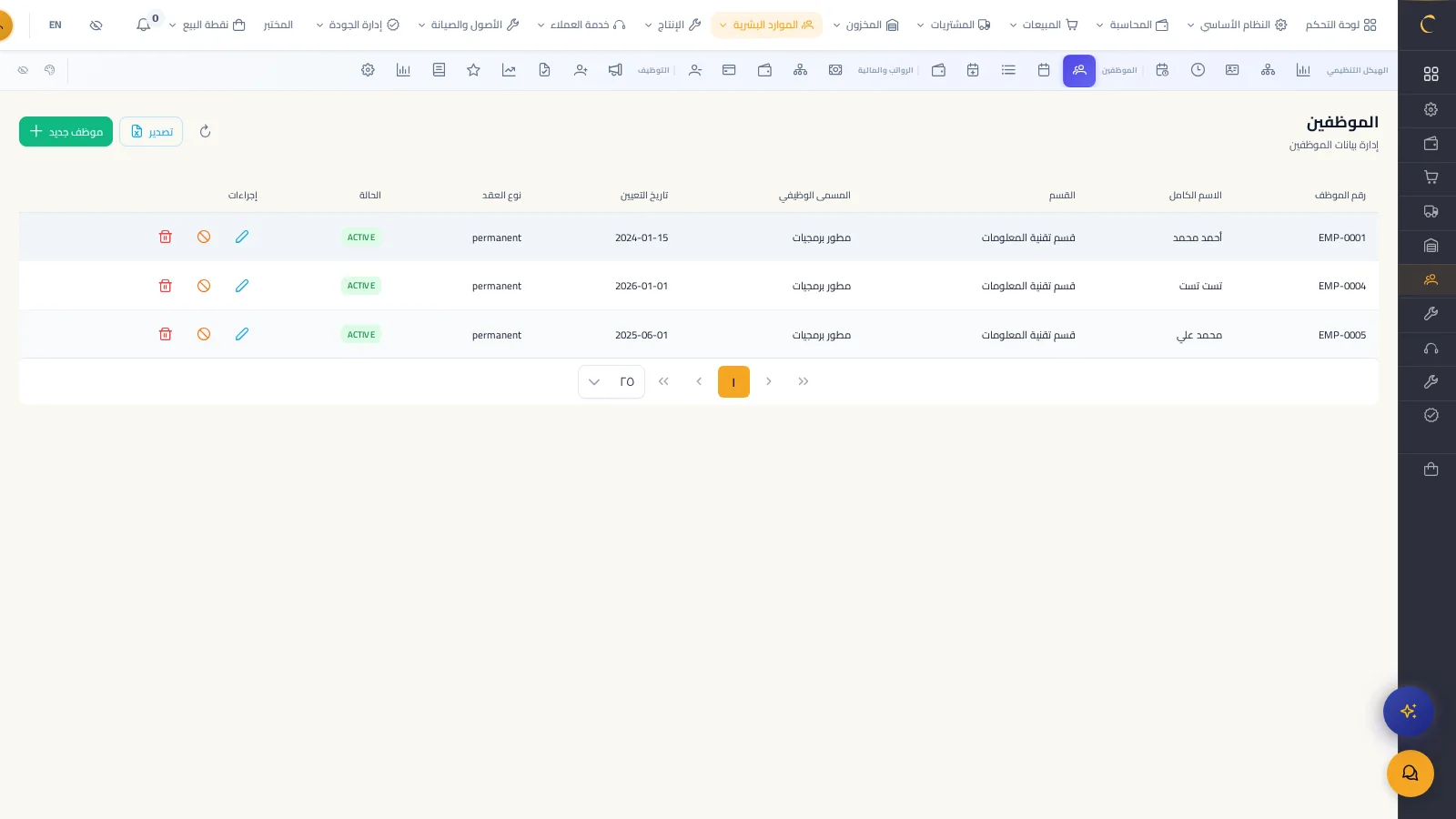 employees page