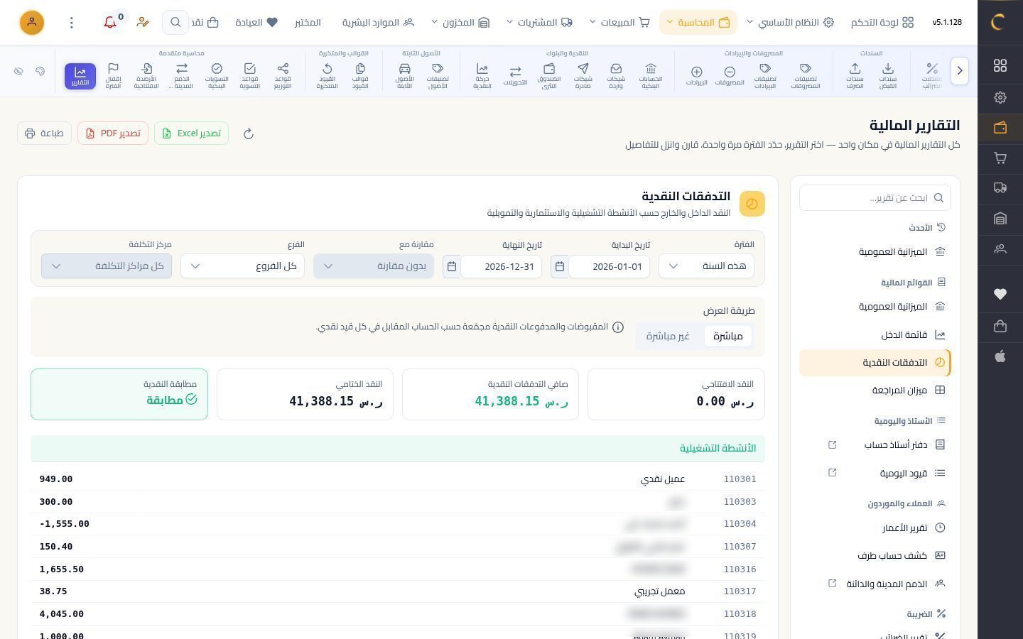 قائمة التدفقات النقدية — الخطوة 2: الفترة