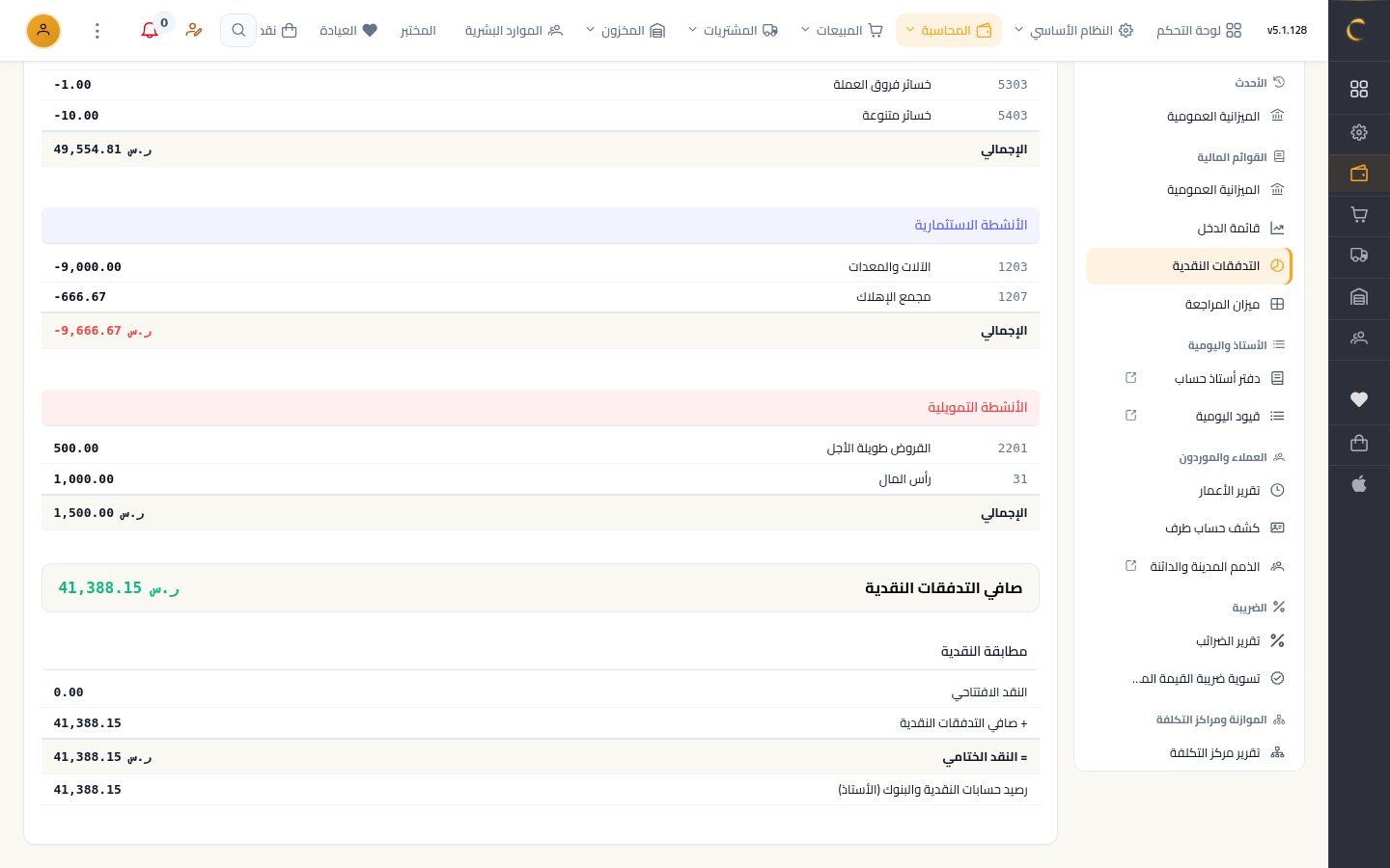قائمة التدفقات النقدية — الخطوة 6: المطابقة
