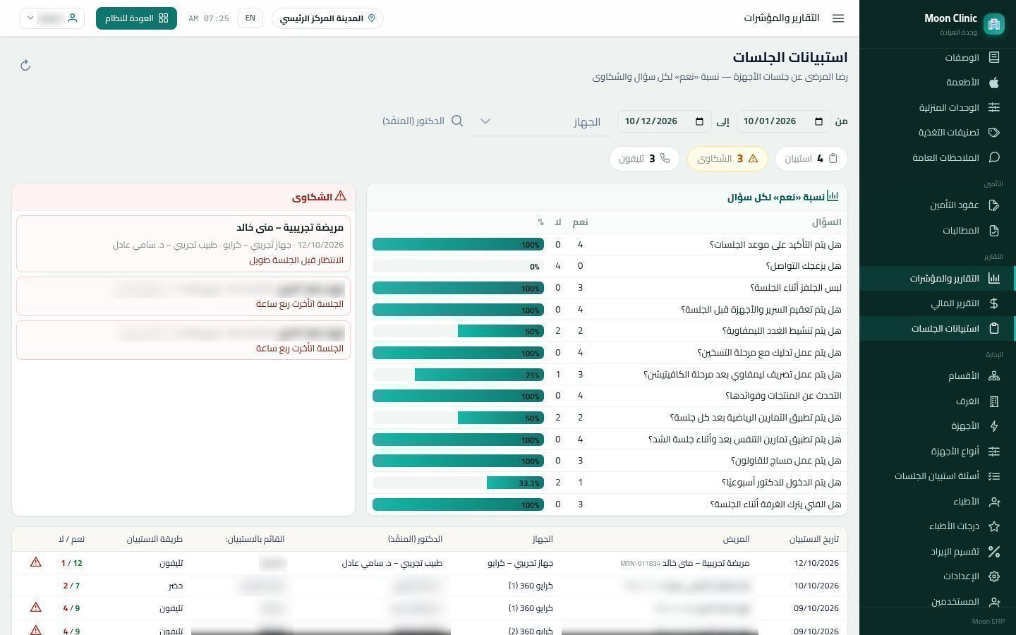 استبيان الجلسة «تقرير الجلسة» — الخطوة 9: تقرير الاستبيانات