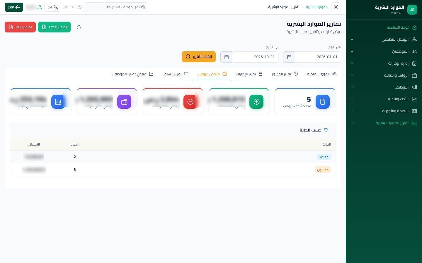 تقارير الموارد البشرية — الخطوة 6: الرواتب