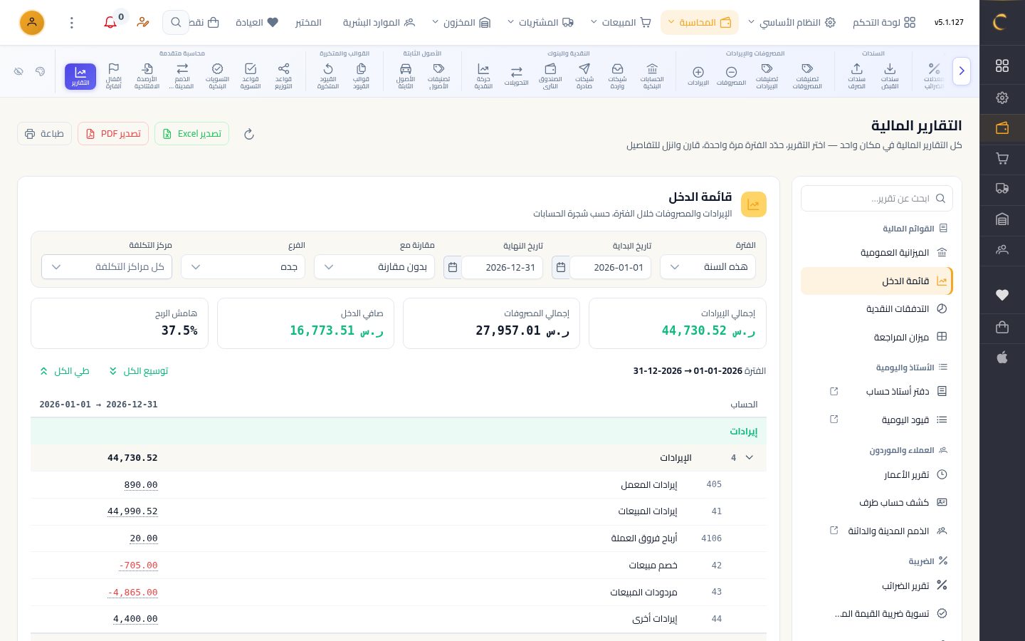 قائمة الدخل (الأرباح والخسائر) — الخطوة 7: الفرع