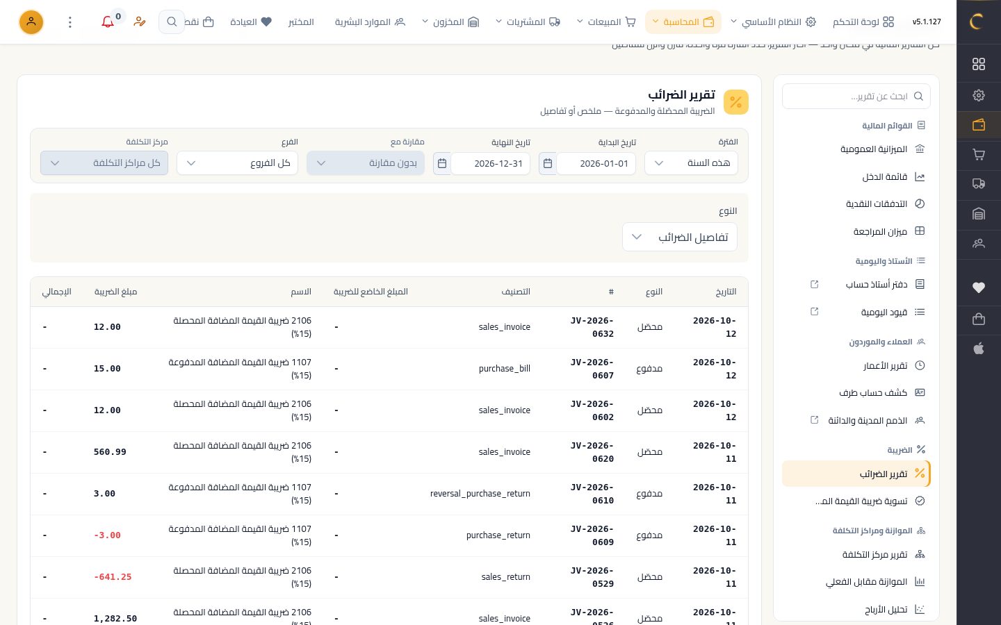تقرير الضرائب وتسوية الضريبة — الخطوة 5: التفاصيل